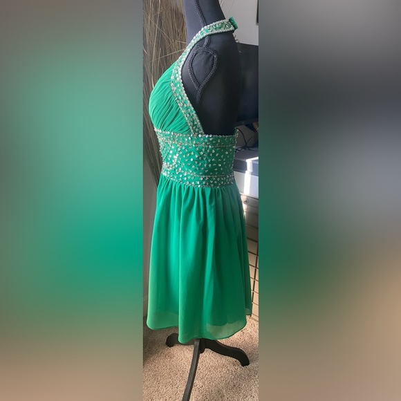 JJs House Green Sequin Backless Halter Prom, Homecoming, & Wedding Formal Dress - Picture 4 of 8